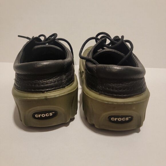 CROCS Axel All Terrain Islander Duck Shoes M5/W7 Black Leather Rubber Outdoors - Picture 3 of 6